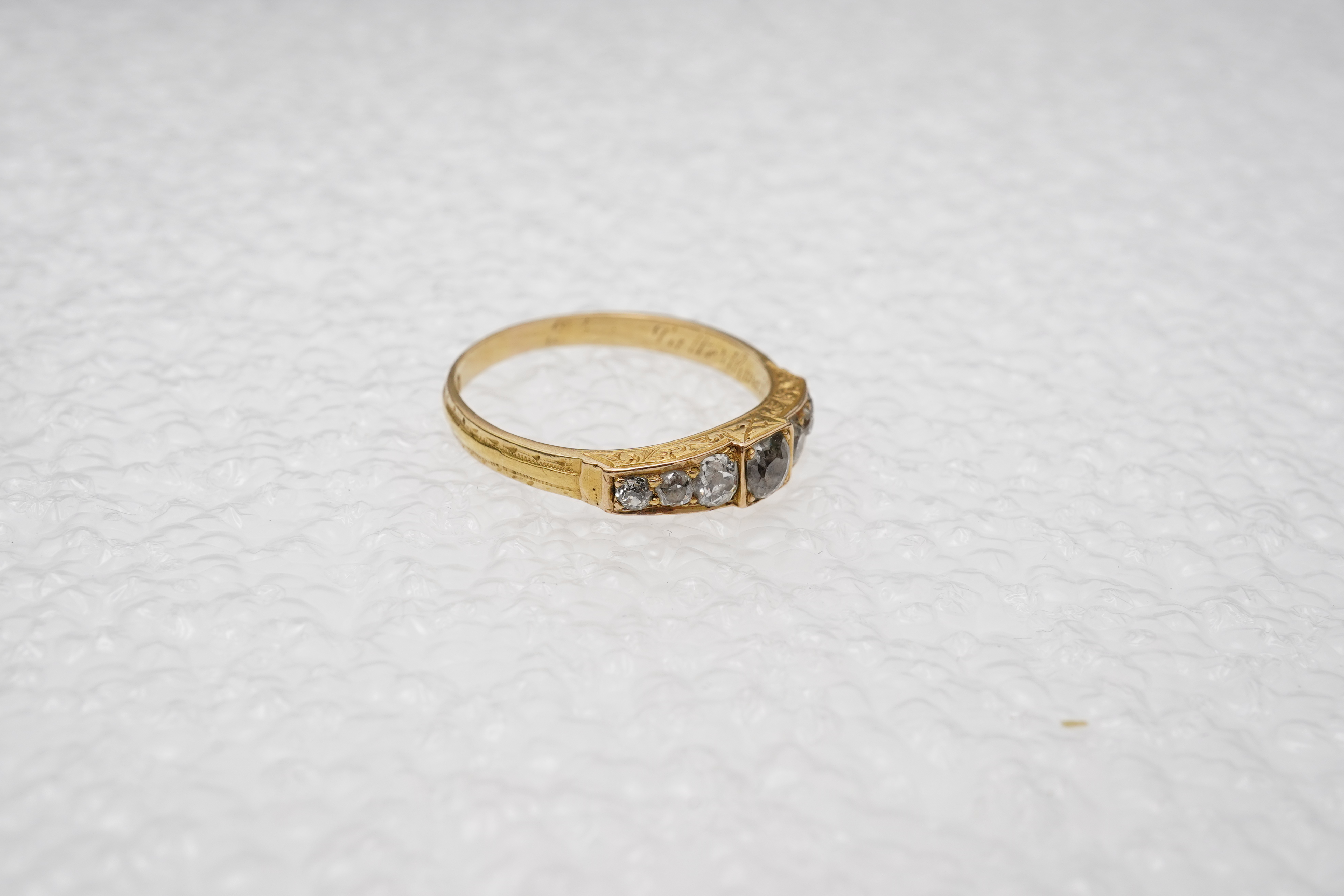 A Victorian diamond mourning ring, circa 1879